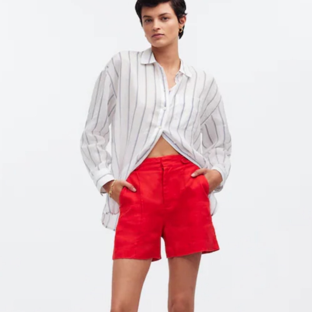 Madewell Red Linen Blend Women's Shorts